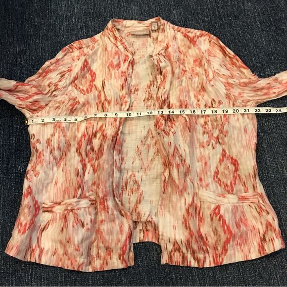 Chicos Watercolor Linen Open Front Jacket Cardigan - M - Picture 3 of 5